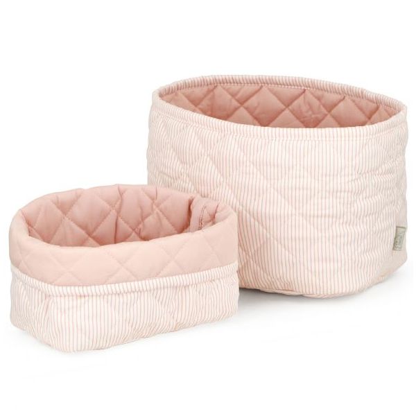 Set de 2 paniers de rangement - Rayures Rose