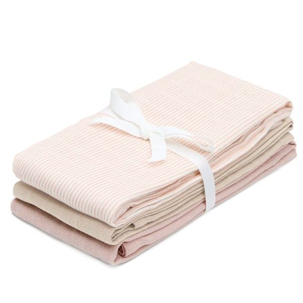 Set de 3 petits langes - Rayures Rose