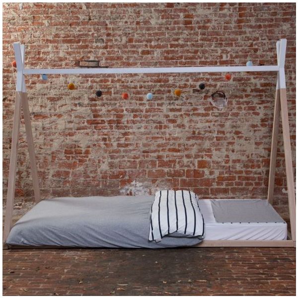 Lit Tipi 90 x 200 cm - Naturel / Blanc