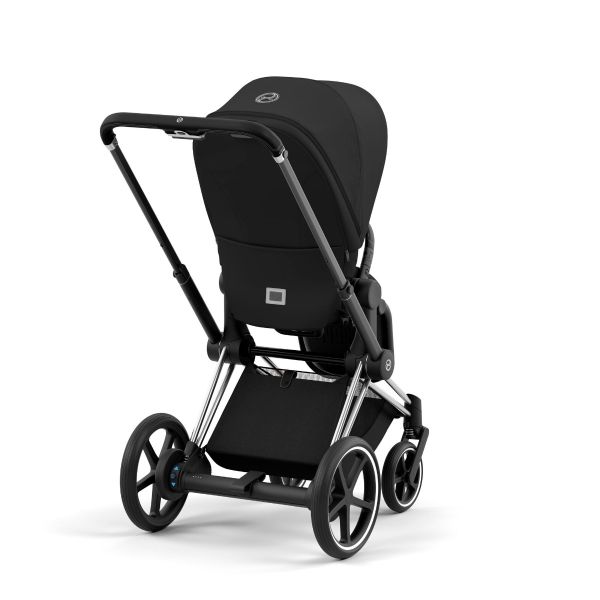 Poussette naissance et 2e âge e-Priam - Châssis Chrome Noir - Couleur de nacelle au choix