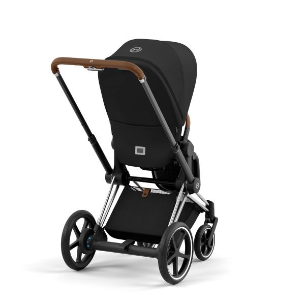 Poussette naissance et 2e âge e-Priam - Châssis Chrome Marron - Couleur de nacelle au choix