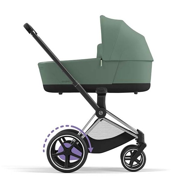 Poussette naissance et 2e âge e-Priam - Châssis Chrome Noir - Couleur de nacelle au choix