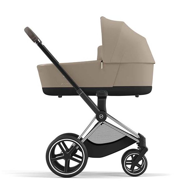 Poussette naissance et 2e âge Priam - Châssis Chrome Marron - Couleur de nacelle au choix