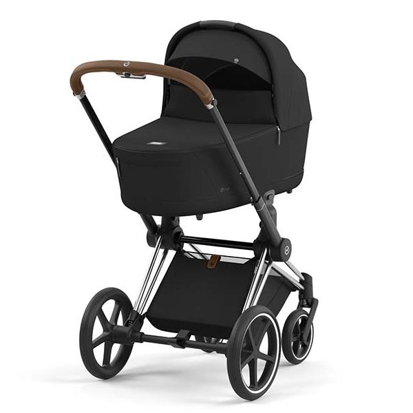 Poussette naissance et 2e âge Priam - Châssis Chrome Marron - Couleur de nacelle au choix