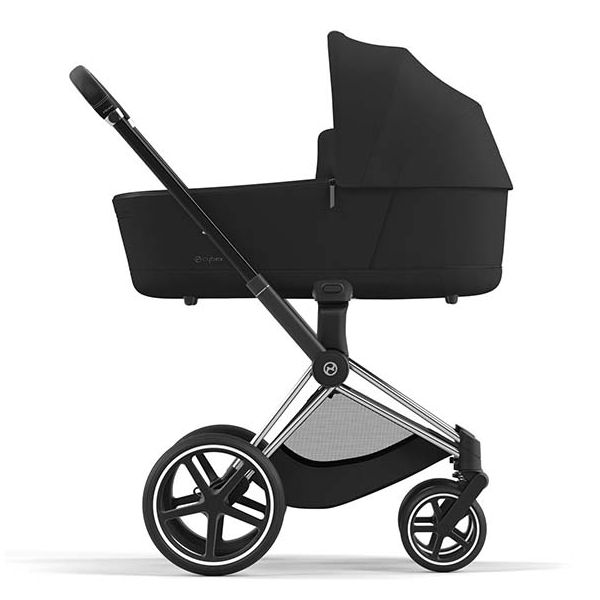 Poussette naissance et 2e âge Priam - Châssis Chrome Noir - Couleur de nacelle au choix