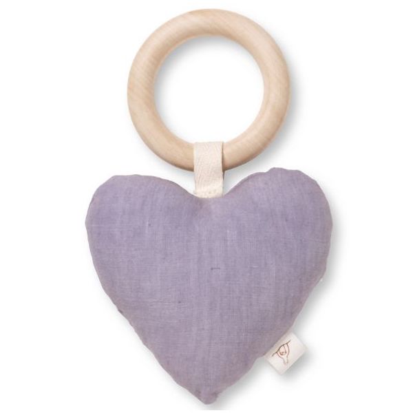 Lara Rattle Teething Ring - Heart Lavender