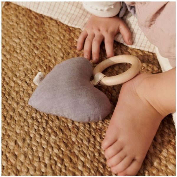 Lara Rattle Teething Ring - Heart Lavender