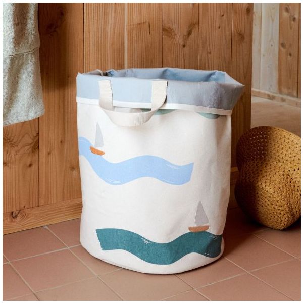 Grand panier à jouets brodé Brise - Grandes Vagues