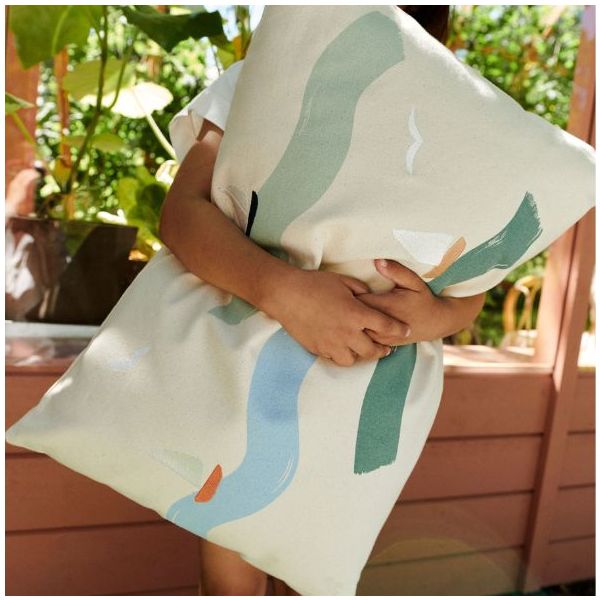 Coussin rectangulaire brodé Cinna - Grandes Vagues
