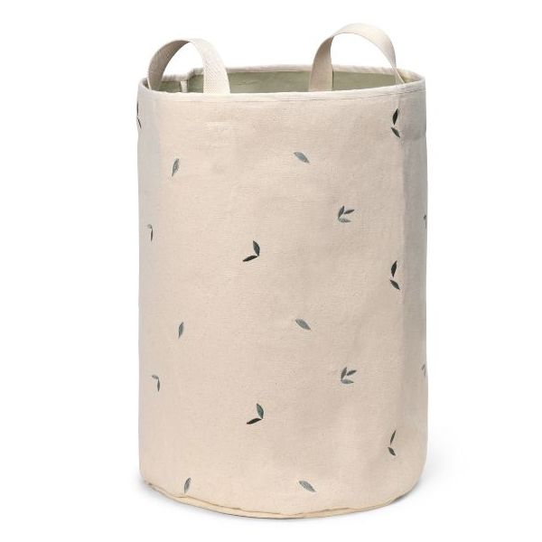 Grand panier à jouets brodé Brise - Feuilles