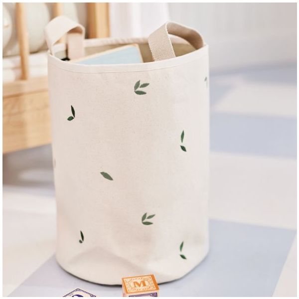 Grand panier à jouets brodé Brise - Feuilles