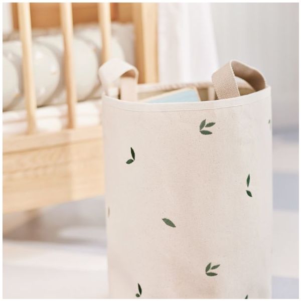 Grand panier à jouets brodé Brise - Feuilles