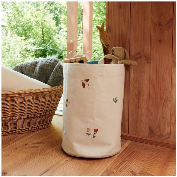 Grand panier à jouets brodé Brise - Oiseaux