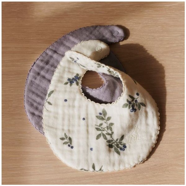 Set of 2 Koa bandana bib - Blueberries / Lavender
