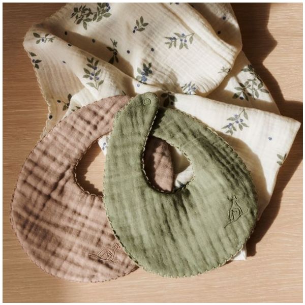 Set of 2 Koa bandana bib - Forest Green / Little Mouse