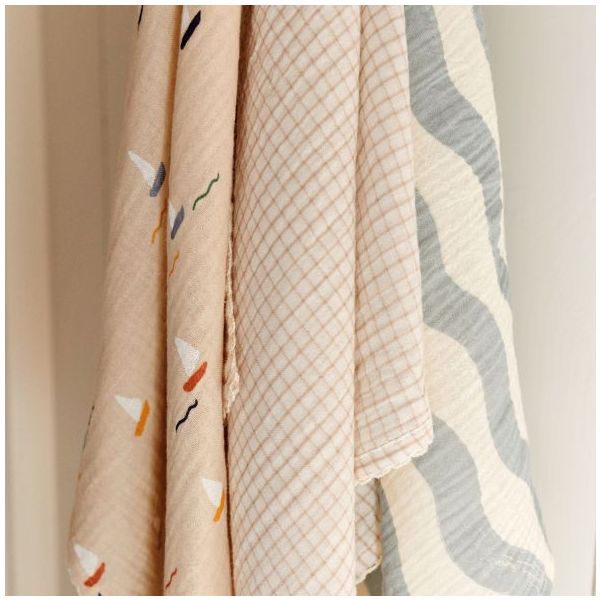 Set de 3 petits langes Mio - Mini Carreaux