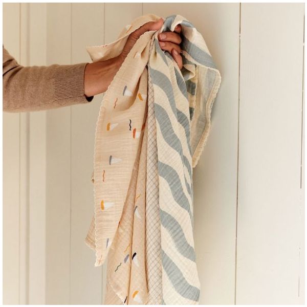 Set de 3 petits langes Mio - Vagues