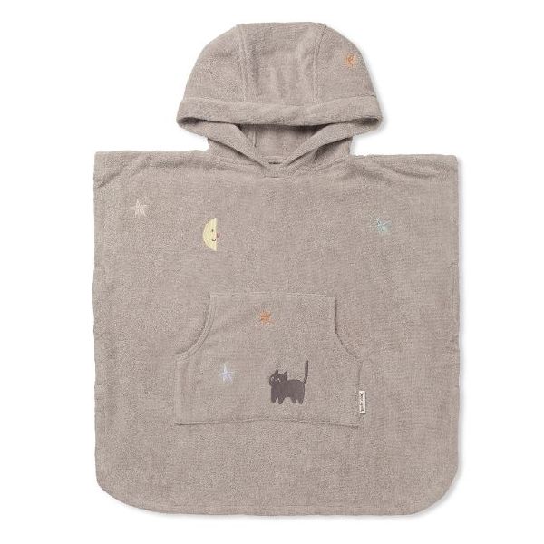 Puk Embroidered Terry Bath Poncho - Moon Cat