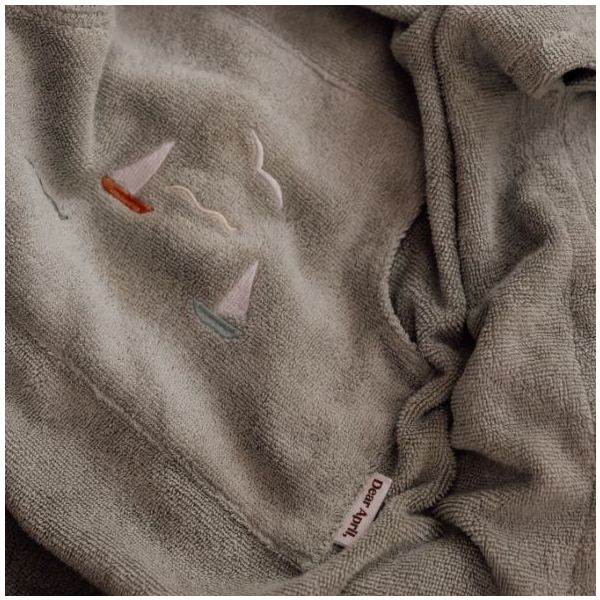 Puk Embroidered Terry Bath Poncho - Sailsboats