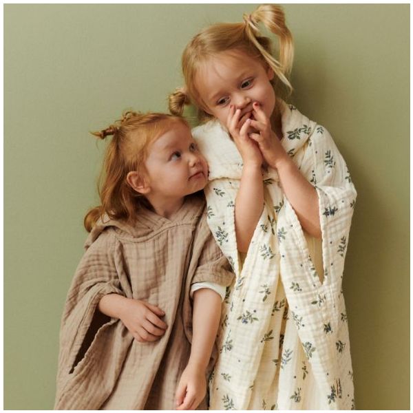 Ponyo Muslin Bath Poncho - Blueberries