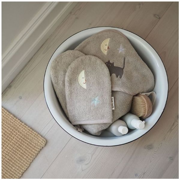 Petal Embroidered Baby Hooded Towel - Moon Cat
