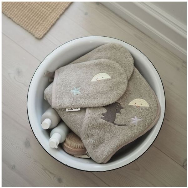 Set of 2 Paw Embroidered Bath Gloves - Moon Cat