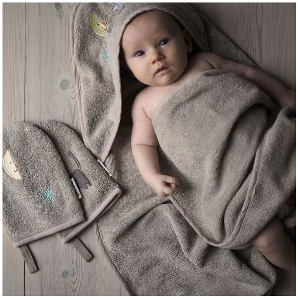 Petal Embroidered Baby Hooded Towel - Moon Cat