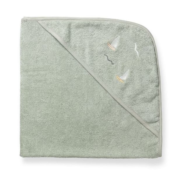 Petal Embroidered Baby Hooded Towel - Sailsboats