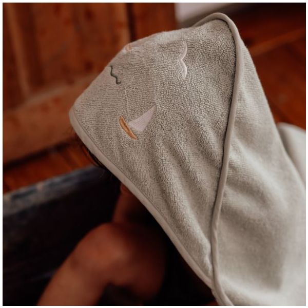 Petal Embroidered Baby Hooded Towel - Sailsboats