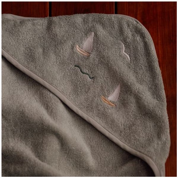 Petal Embroidered Baby Hooded Towel - Sailsboats