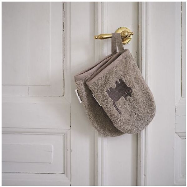 Set of 2 Paw Embroidered Bath Gloves - Moon Cat