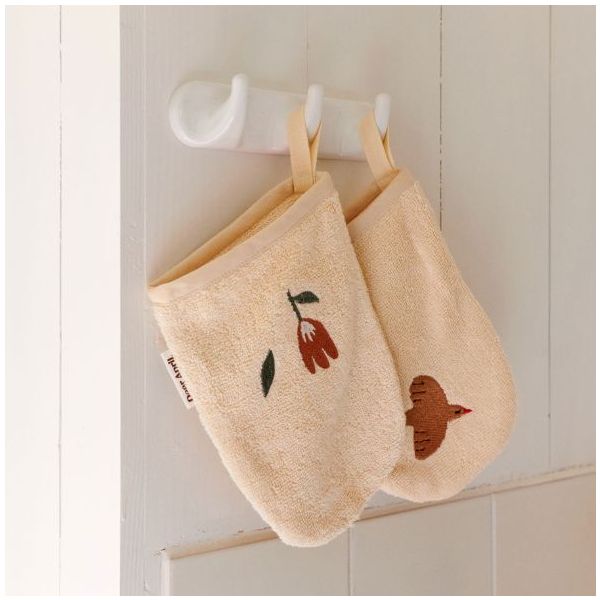 Set of 2 Paw Embroidered Bath Gloves - Harmony