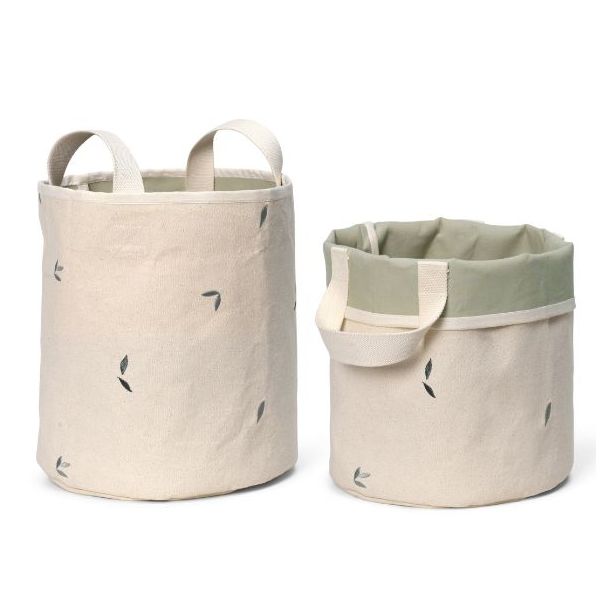 Set de 2 paniers à jouets brodés Toto - Feuilles
