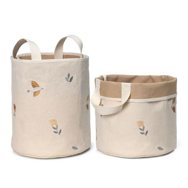 Set de 2 paniers à jouets brodés Toto - Oiseaux