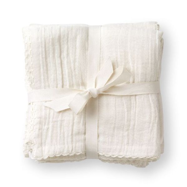 Set de 3 petits langes Mio - Blanc Cassé