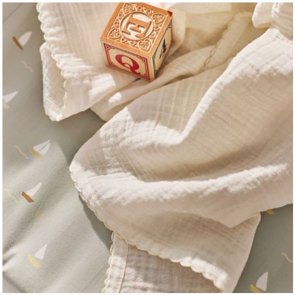 Set de 3 petits langes Mio - Blanc Cassé