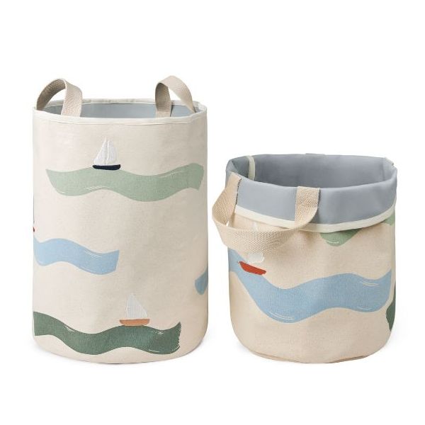 Set de 2 paniers à jouets brodés Toto - Grandes Vagues