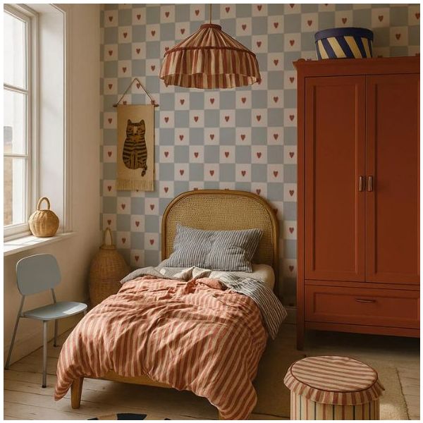Papier peint Cœurs & Carreaux à la Française