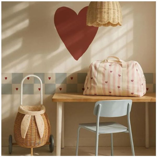 Tapetenbordüre - Karos mit Herzen