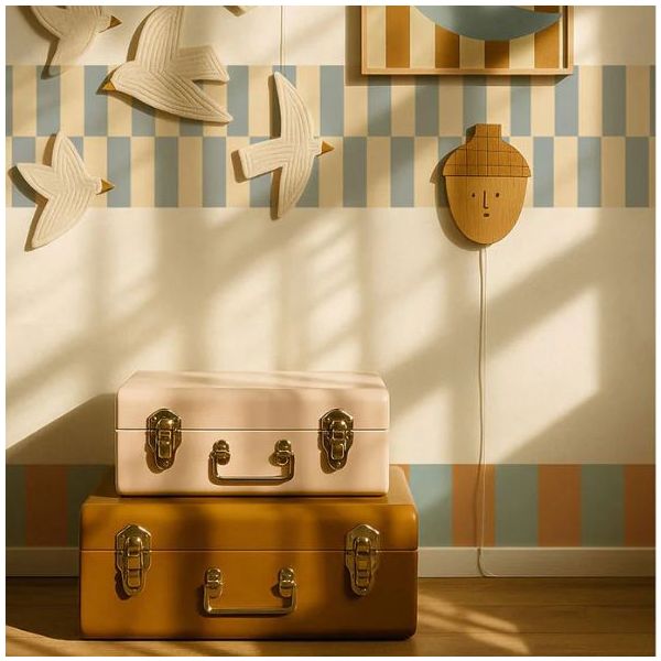 Tapetenbordüre - Streifen Blau / Gelb