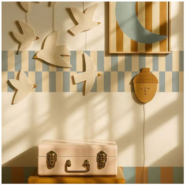 Tapetenbordüre - Streifen Nostalgia Beige / Blau