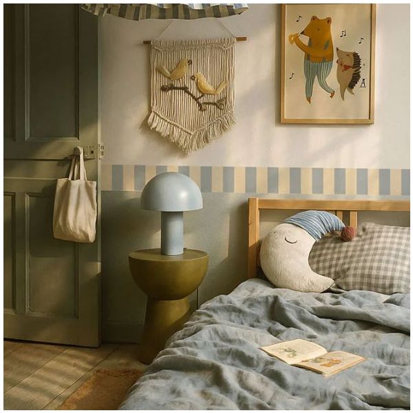 Tapetenbordüre - Streifen Nostalgia Beige / Blau Pastell