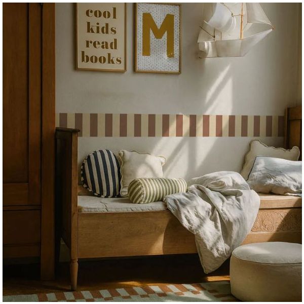 Tapetenbordüre - Streifen Nostalgia Beige / Braun