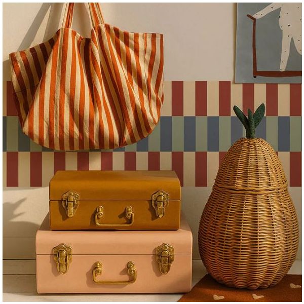 Tapetenbordüre - Streifen Nostalgia Beige / Rot