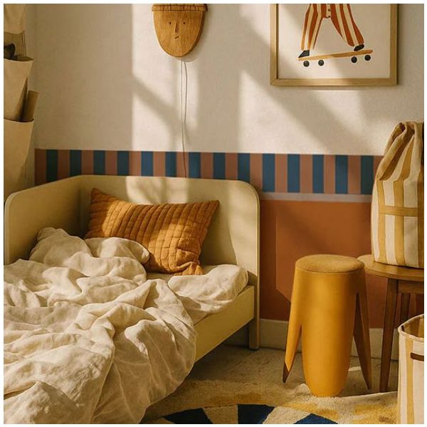 Tapetenbordüre - Streifen Nostalgia Dunkelblau / Braun