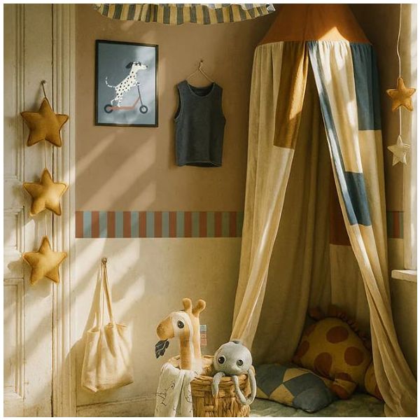 Tapetenbordüre - Streifen Nostalgia Blau / Braun