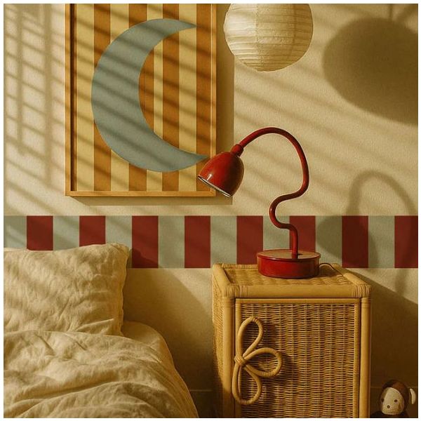 Tapetenbordüre - Streifen Nostalgia Blau / Rot