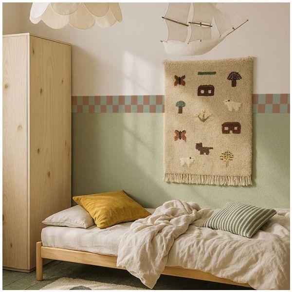 Tapetenbordüre Slim - Karos Braun / Grün