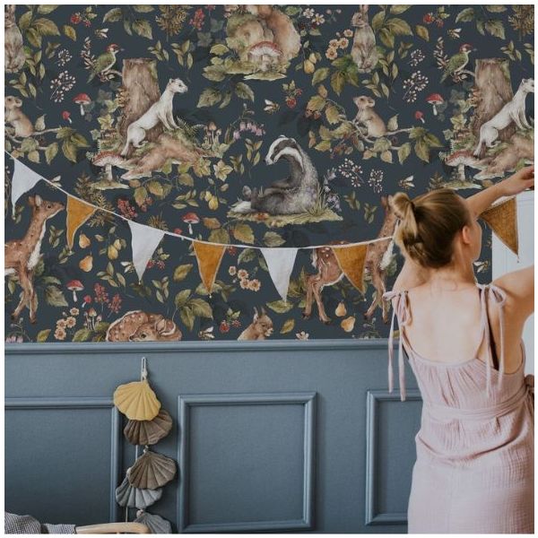 Papier peint Animaux de la Forêt - Foncé