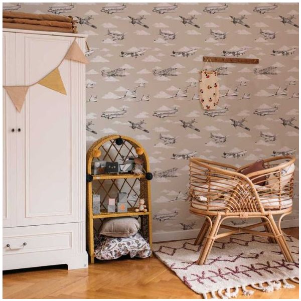 Papier peint Avions - Sépia